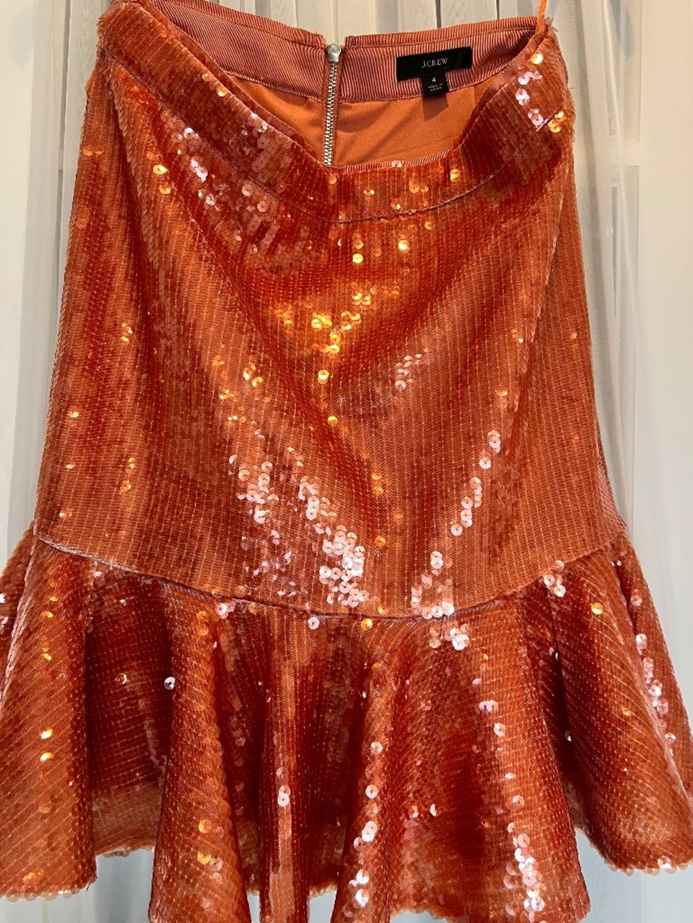 J. Crew - RUFFLE-HEM SEQUIN SKIRT - Size 4